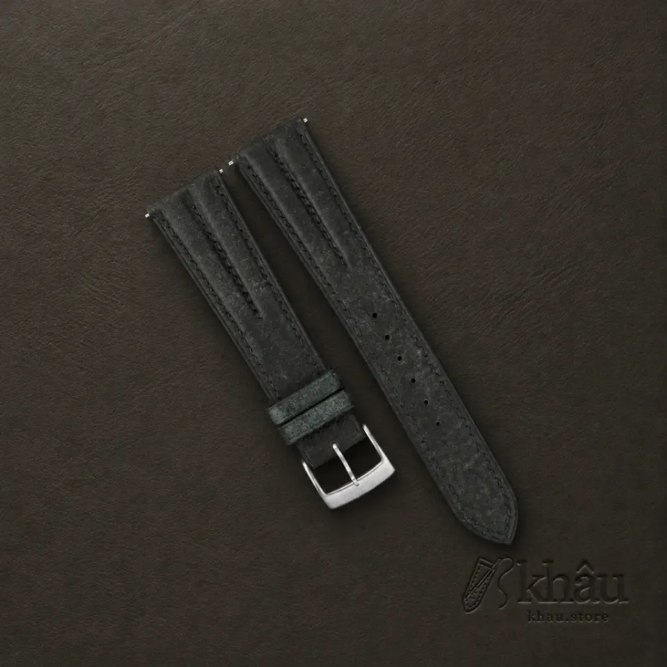 Double Padded Aquamarine Blue Habana Leather Watch Strap — front view
