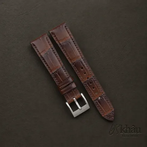 Patina Dark Acorn Alligator Leather Watch Strap — front view