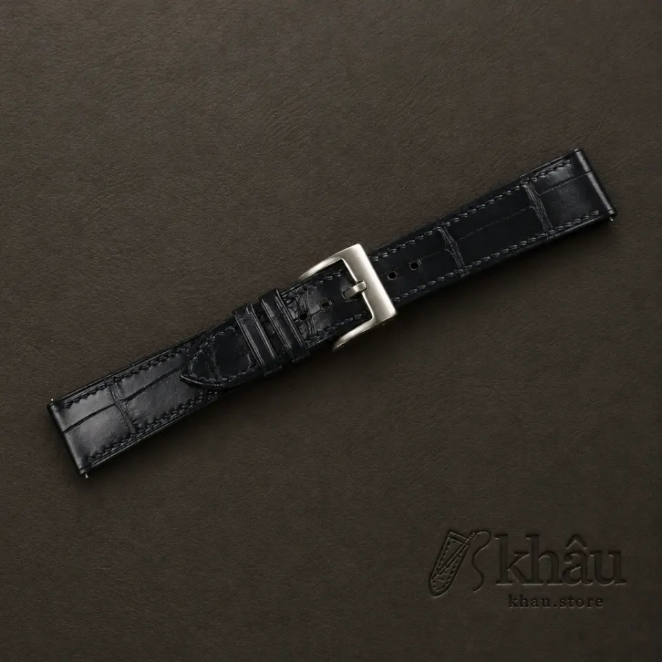 Midnight Blue Alligator Leather Watch Strap — additional view