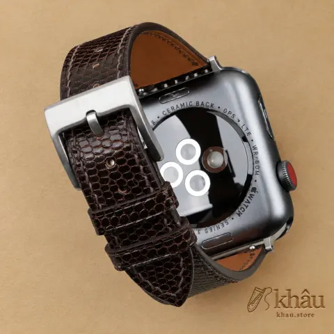 Dark Brown Lizard Leather Apple Watch Band — additional view