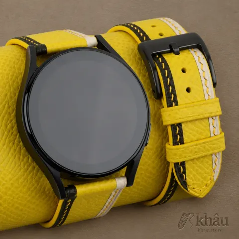 Tricolor Yellow Epsom Leather Samsung Watch Band — front view