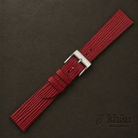 Red Calfskin Watch Strap – Waves Texture — additional view