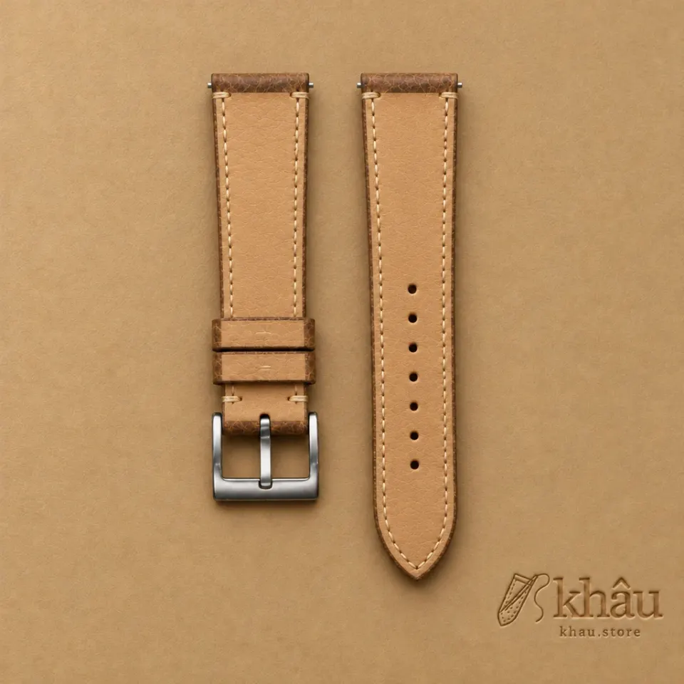 Vintage Brown Leather Strap for Panerai, reverse and lining