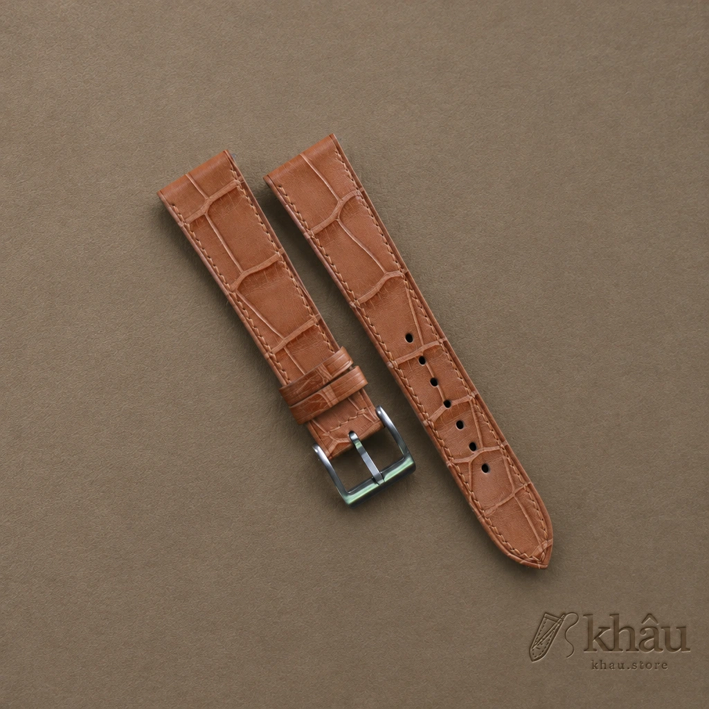 Natural Alligator Leather Watch Strap — front view