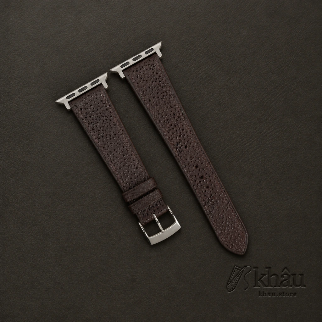 Brown Black Diamond Leather Apple Watch Band — front view