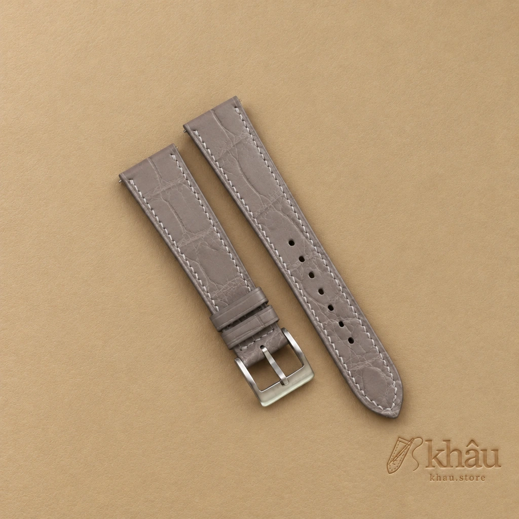 Cement Alligator Leather Watch Strap — front view