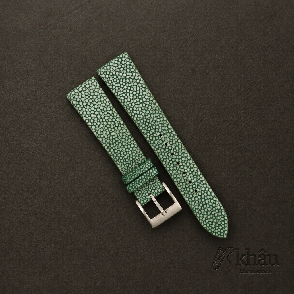 Vintage Green Stingray Leather Watch Strap — front view
