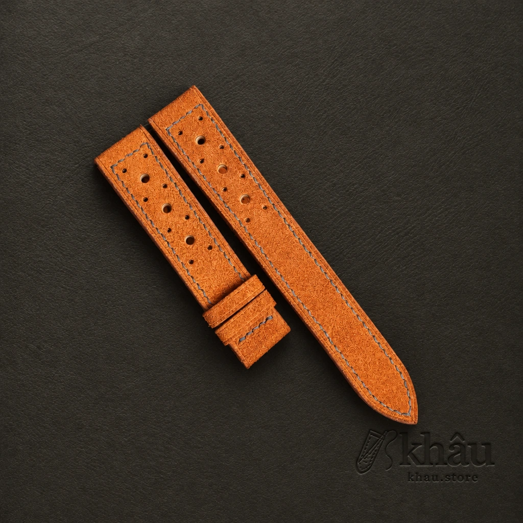 Rally Burnt Orange Suede Leather Watch Strap — front view