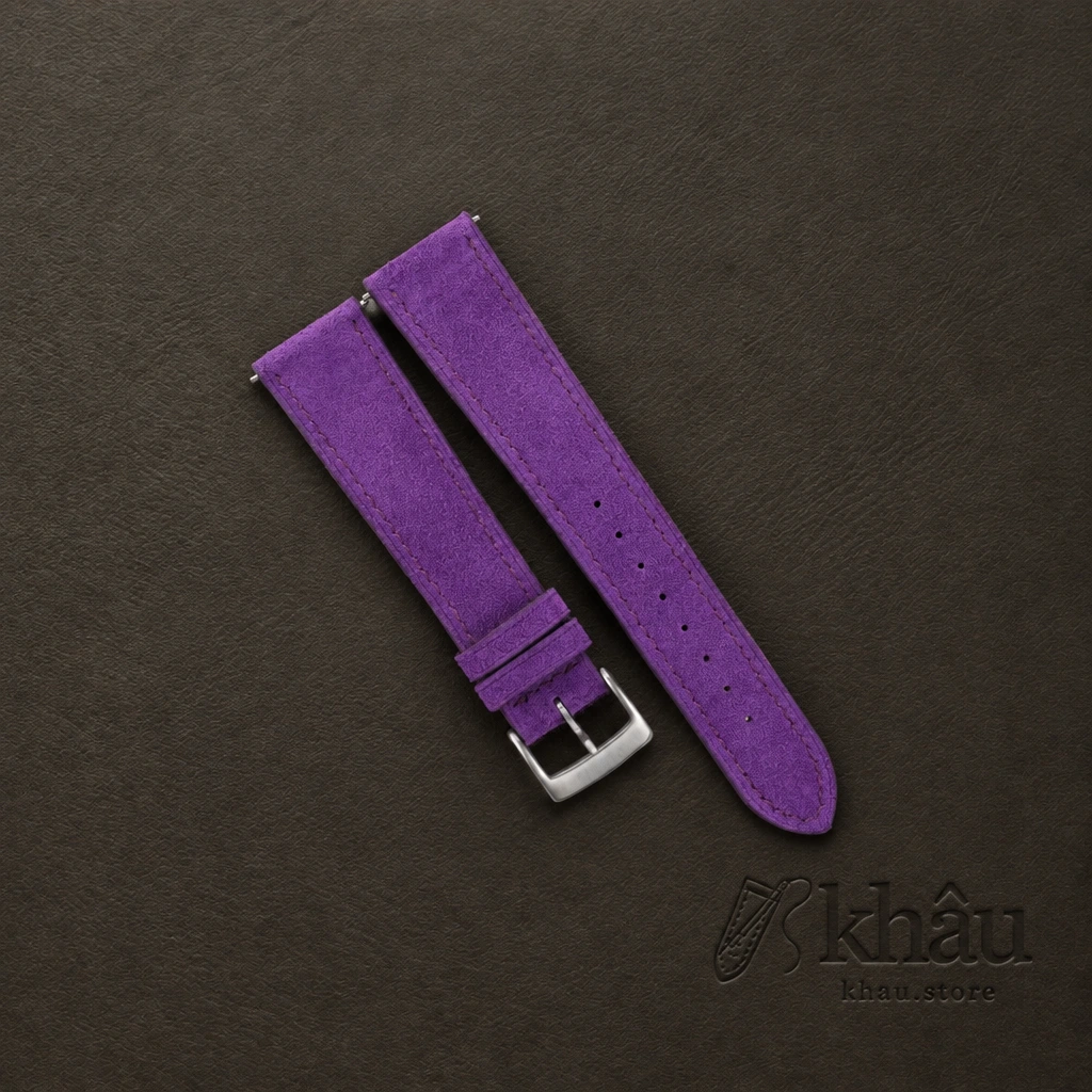 Purple Suede Leather Watch Strap — front view