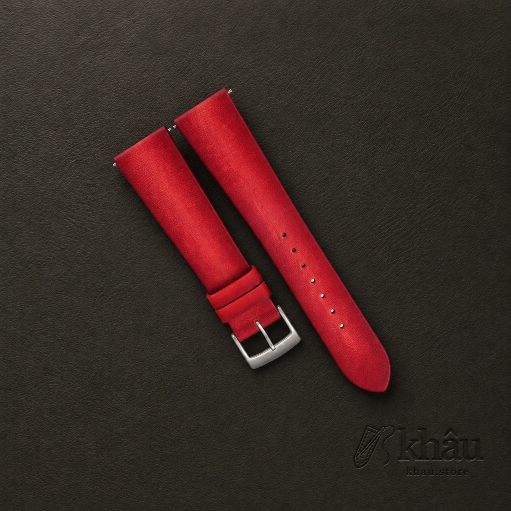 Patina Red Vegetable Tanned Leather Watch Strap — front view