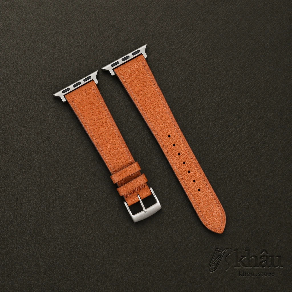 Cognac Peccary Leather Apple Watch Band — front view