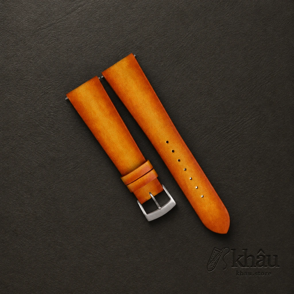 Patina Whiskey Vegetable Tanned Leather Watch Strap — front view