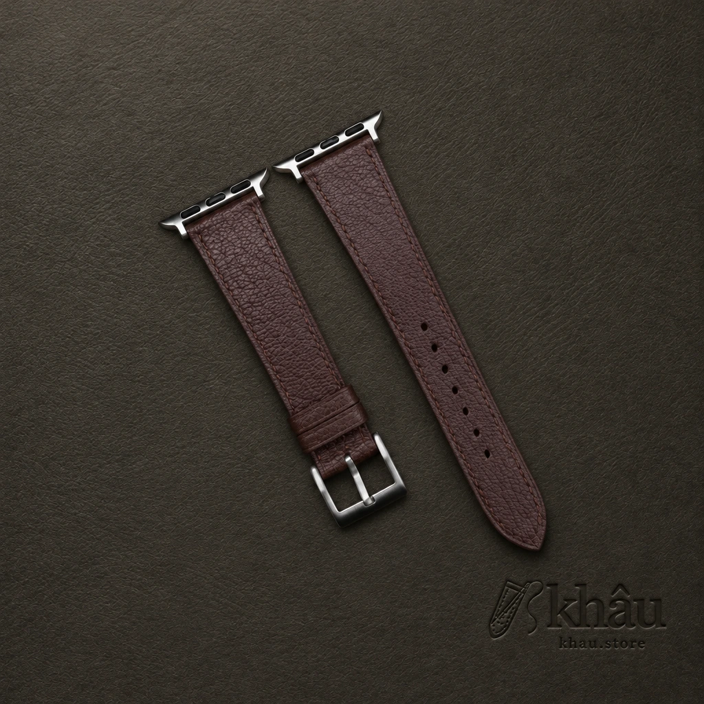 Brown Alran Chevre Sully Leather Apple Watch Band — front view