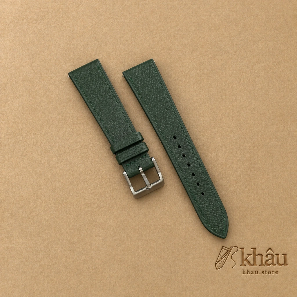 Forest Epsom Leather Watch Strap — front view