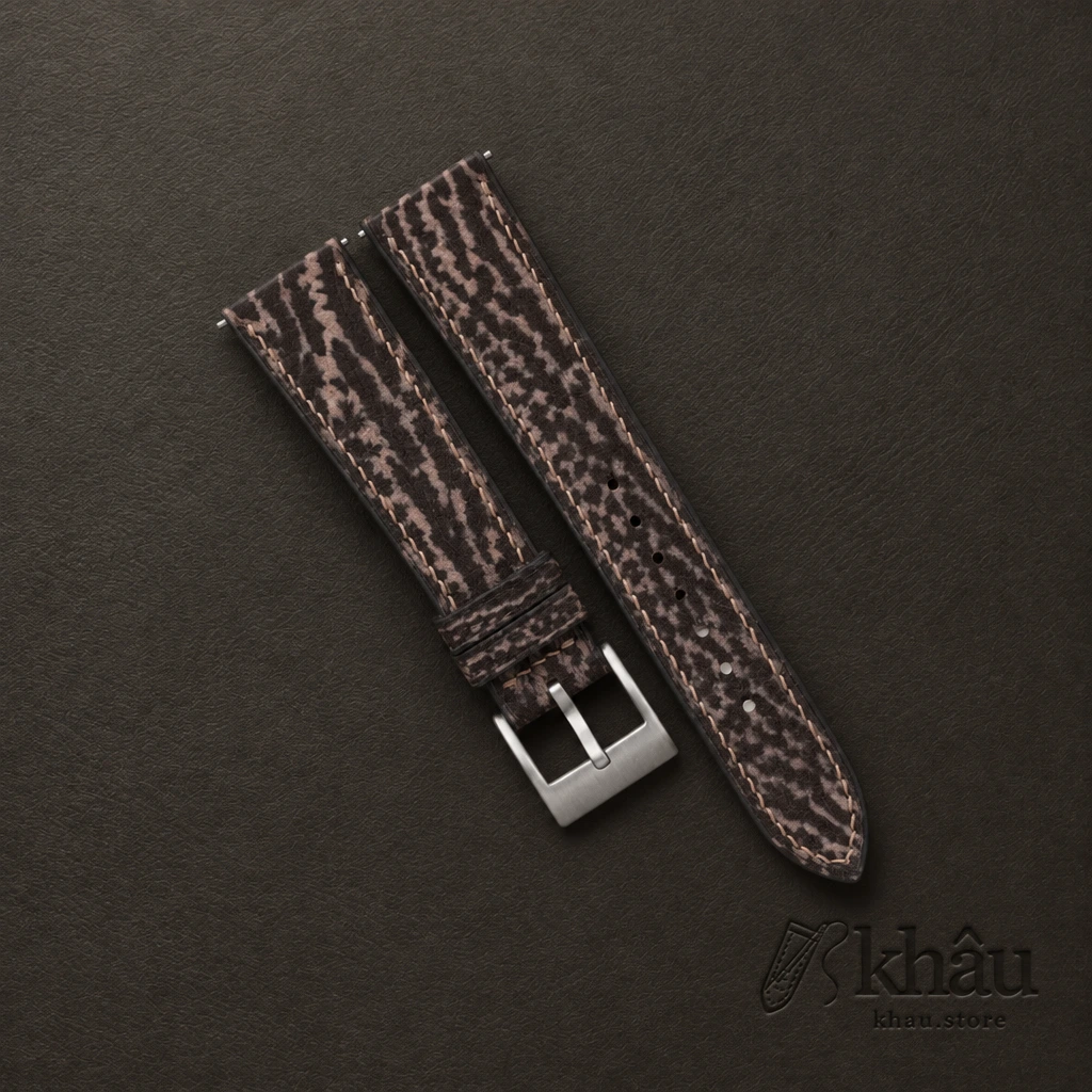 Brown Shark Leather Watch Strap — front view