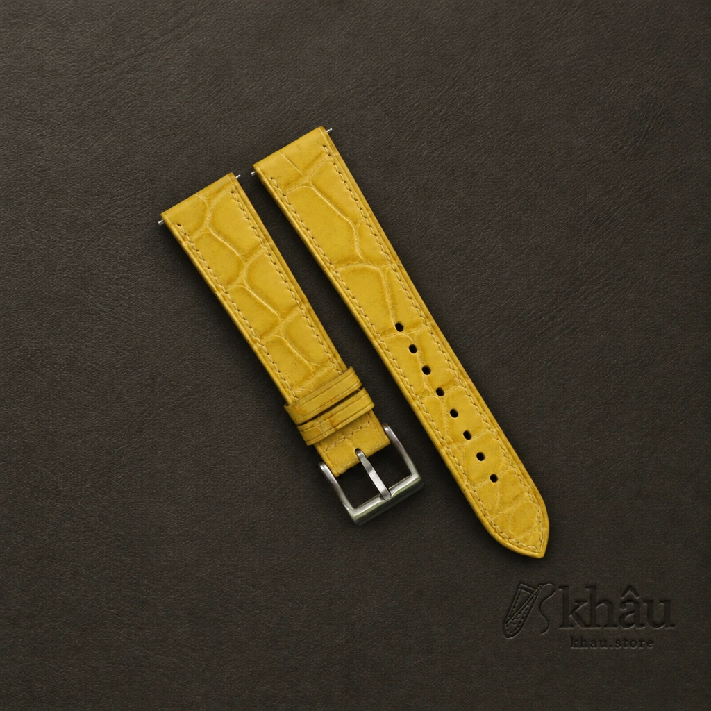 Yellow Alligator Leather Watch Strap — front view