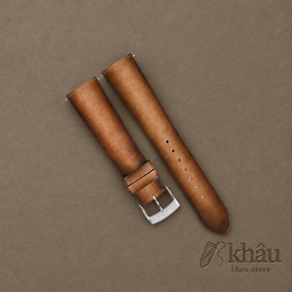 Patina Light Brown Vegetable Tanned Leather Watch Strap — front view