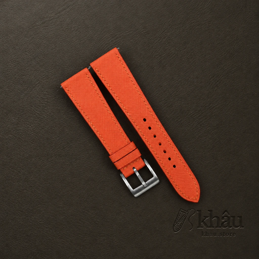 Orange Saffiano Leather Watch Strap — front view