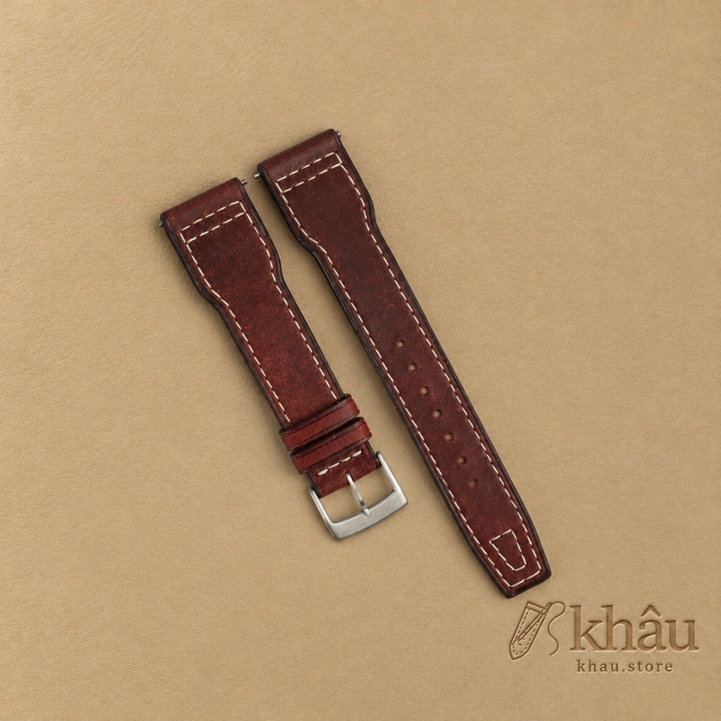 Pilot Burgundy Pueblo Leather Watch Strap — front view