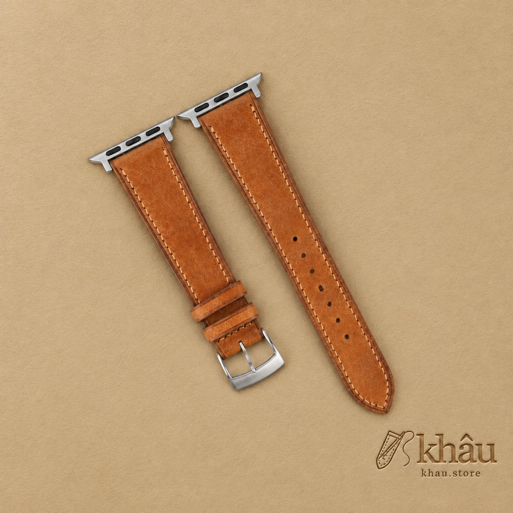 Whiskey Badalassi Carlo Pueblo Leather Apple Watch Band — front view