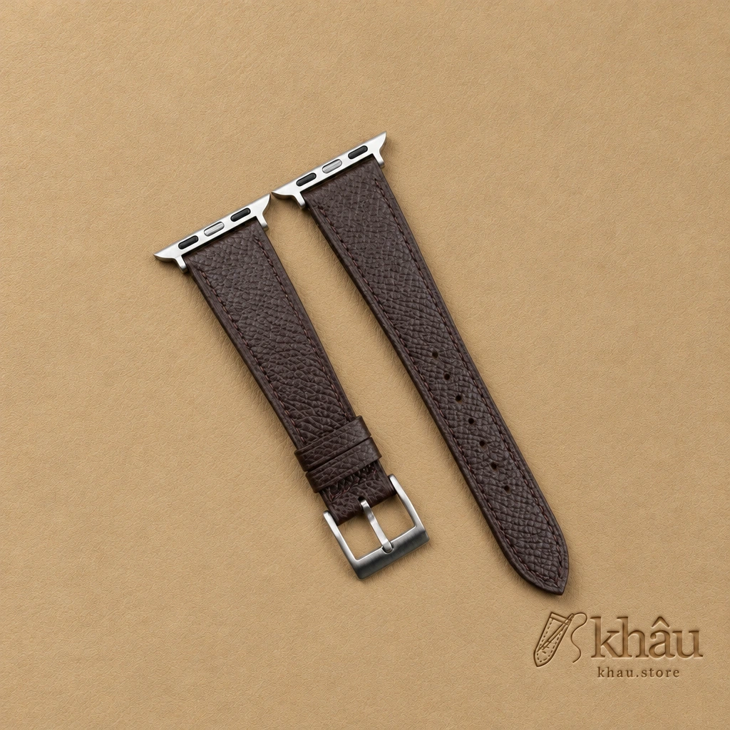 Dark Brown Epsom Calf Leather Apple Watch Band — front view