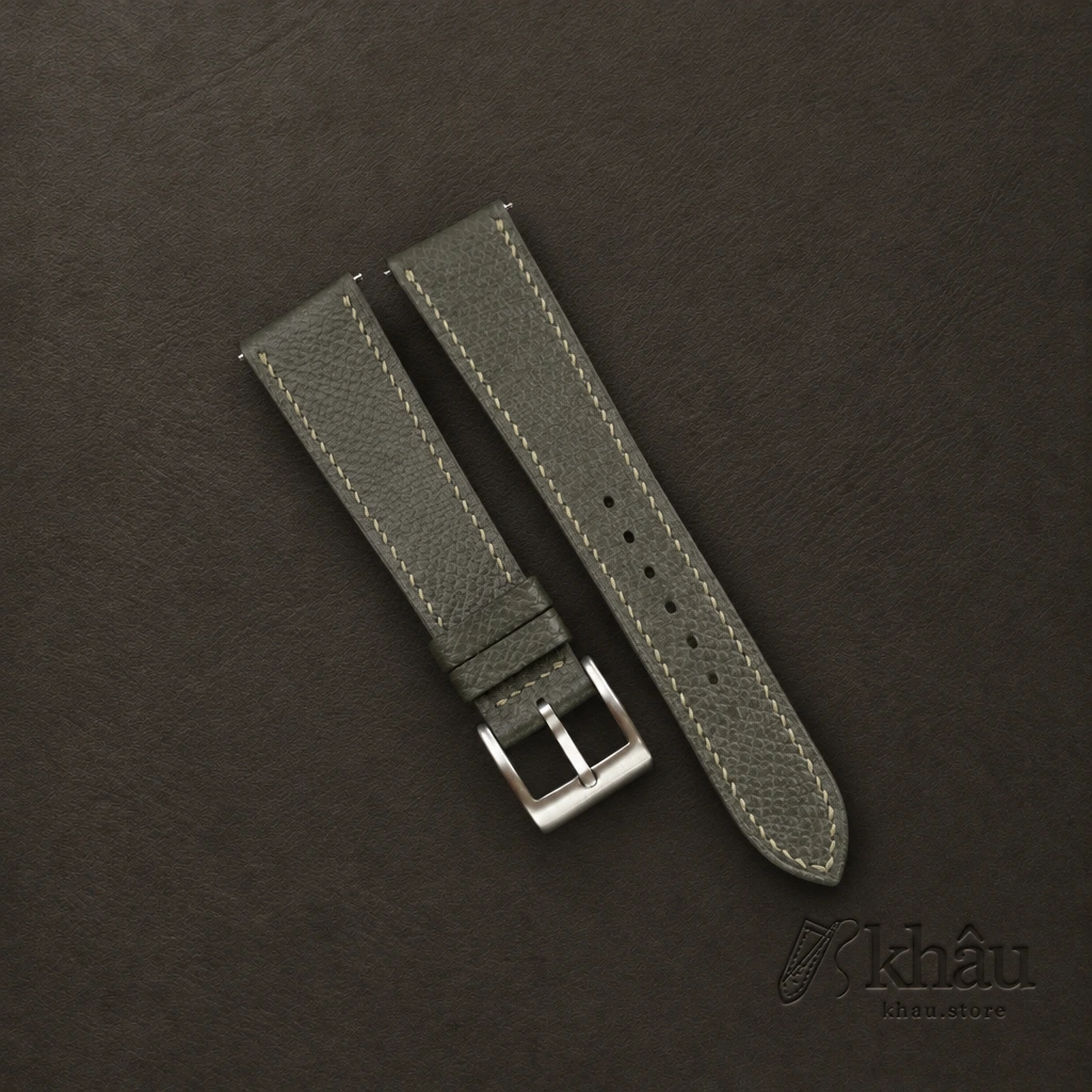 Olive Epsom Leather Watch Strap — front view