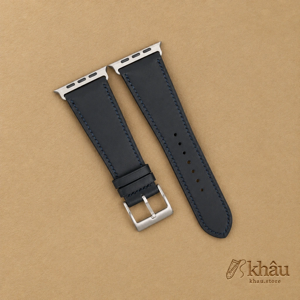 Midnight Box Calf Leather Apple Watch Ultra Band — front view