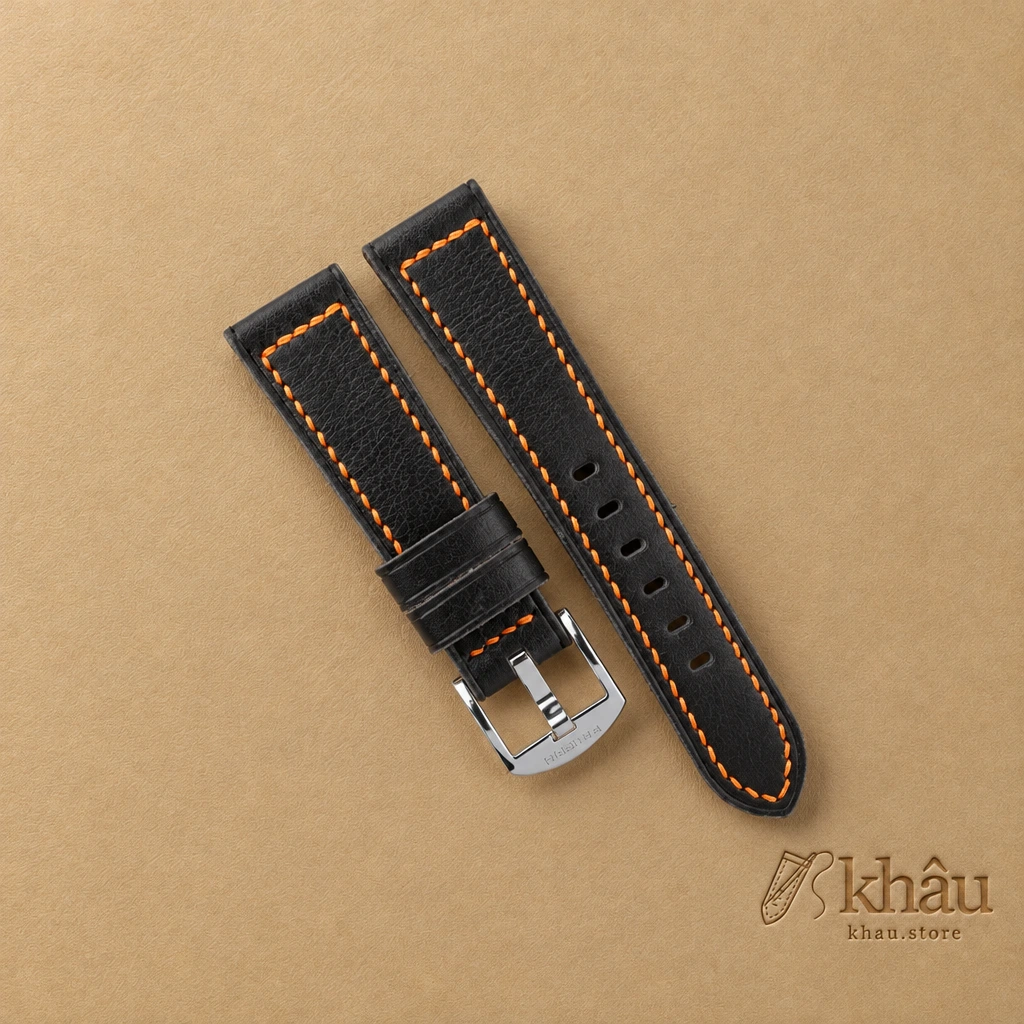 Dark Brown Vachetta Veg Leather Strap for PAM Watch — front view