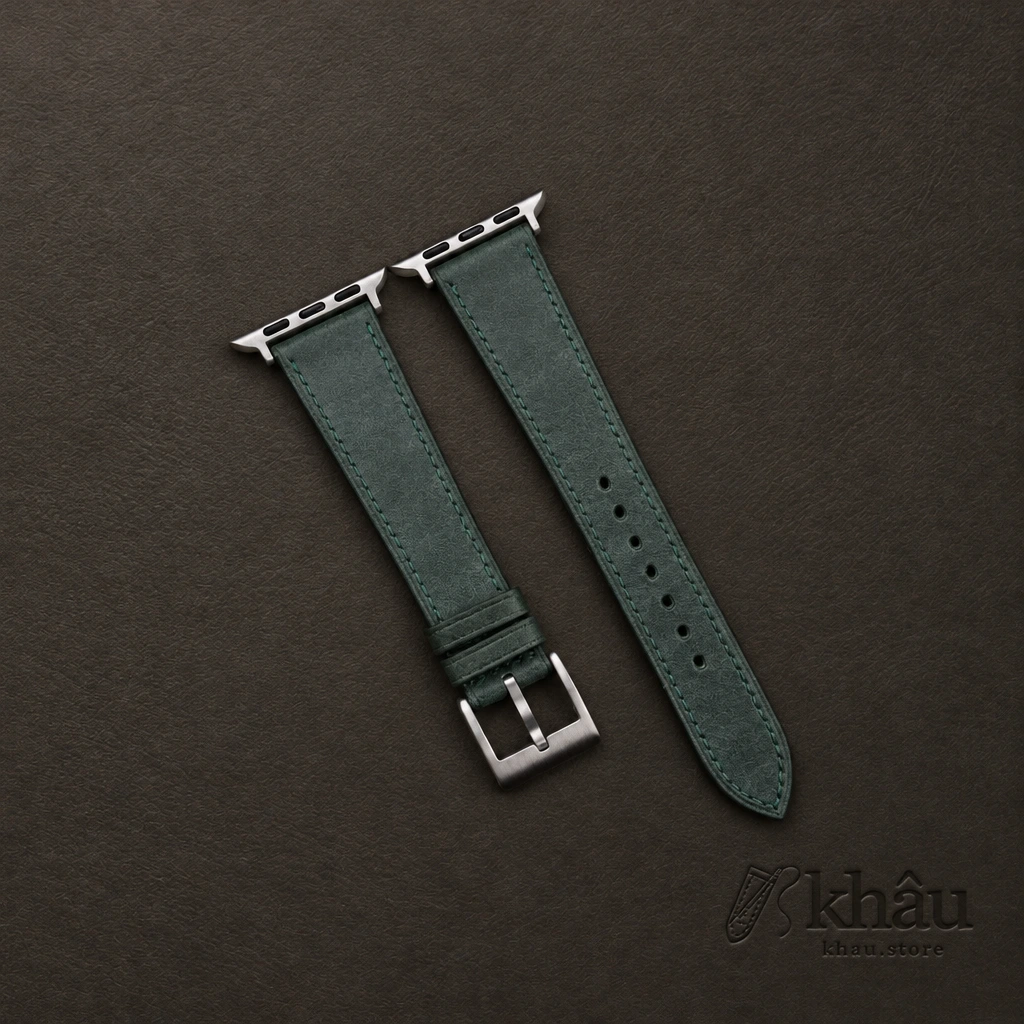 Green Maya Leather Apple Watch Band — front view