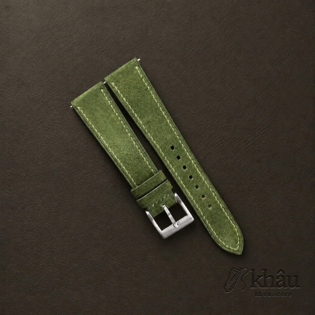 Green Suede Leather Watch Strap — front view