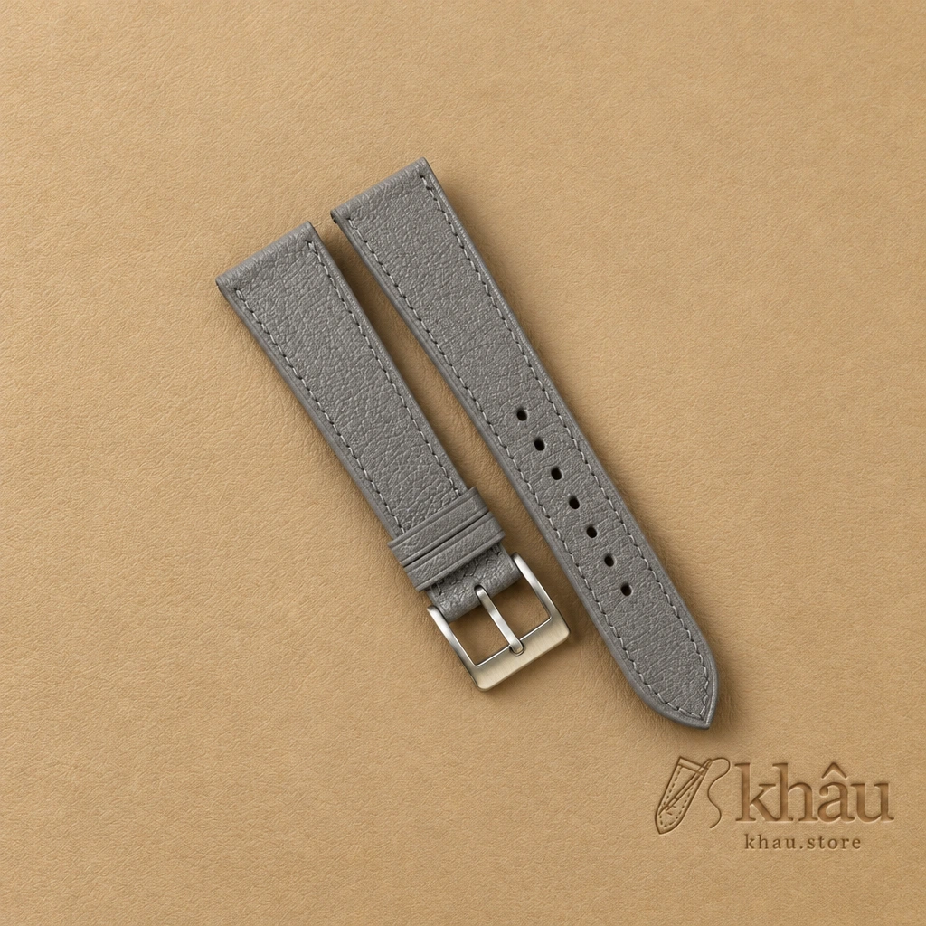 Cement Grey Alran Chevre Leather Watch Strap — front view
