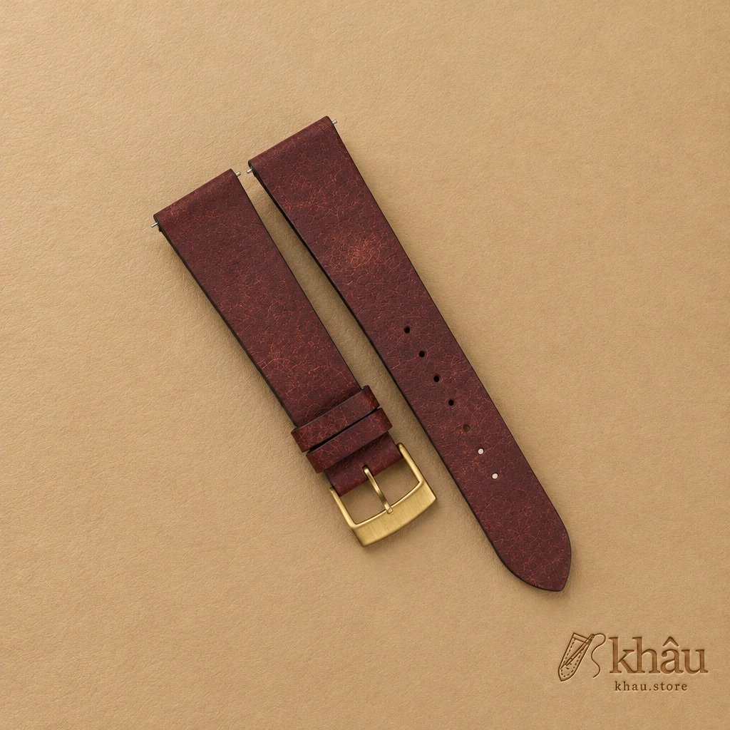 Vintage Burgundy Pueblo Badalassi Carlo Leather Watch Strap — front view
