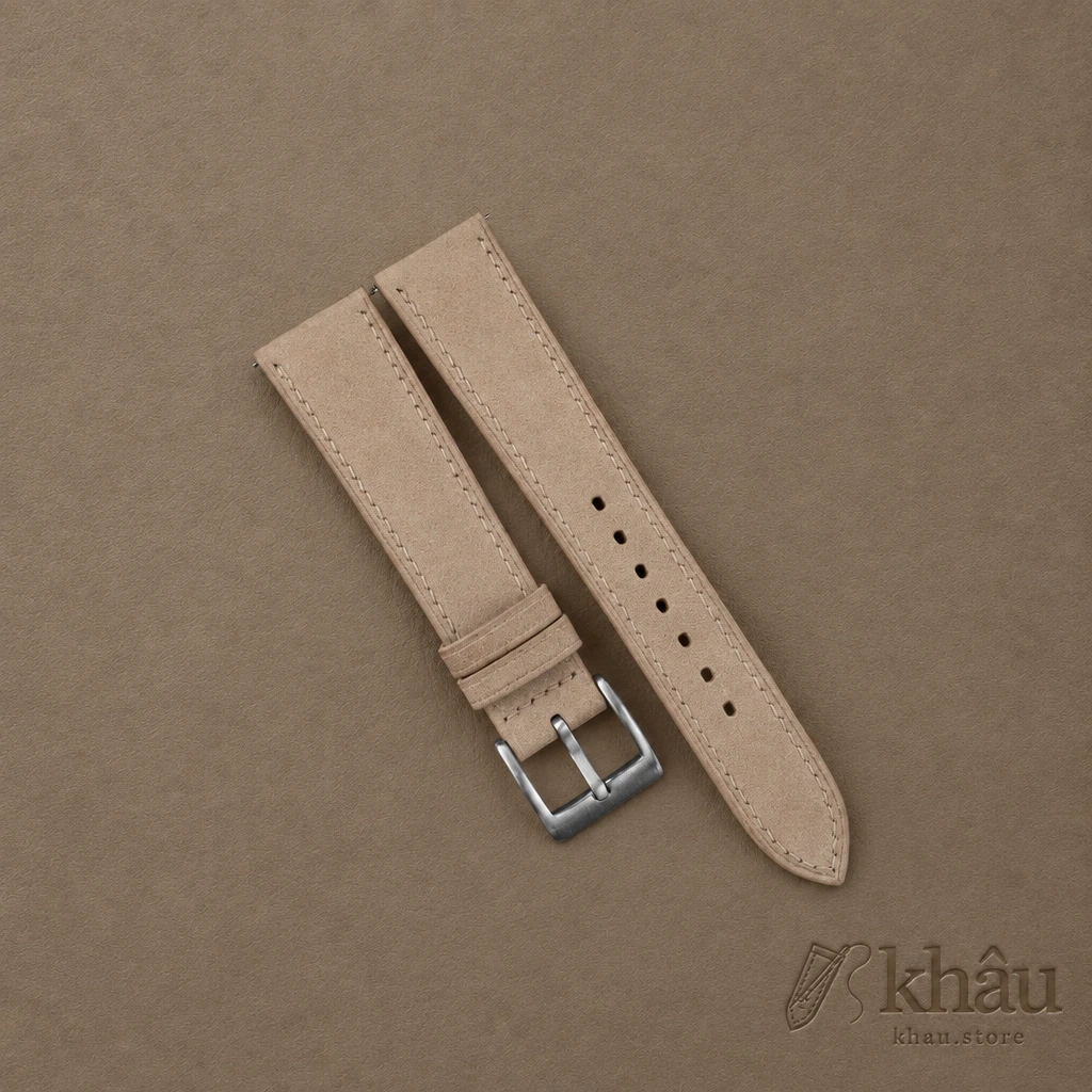 Cream Nubuck Leather Watch Strap — front view