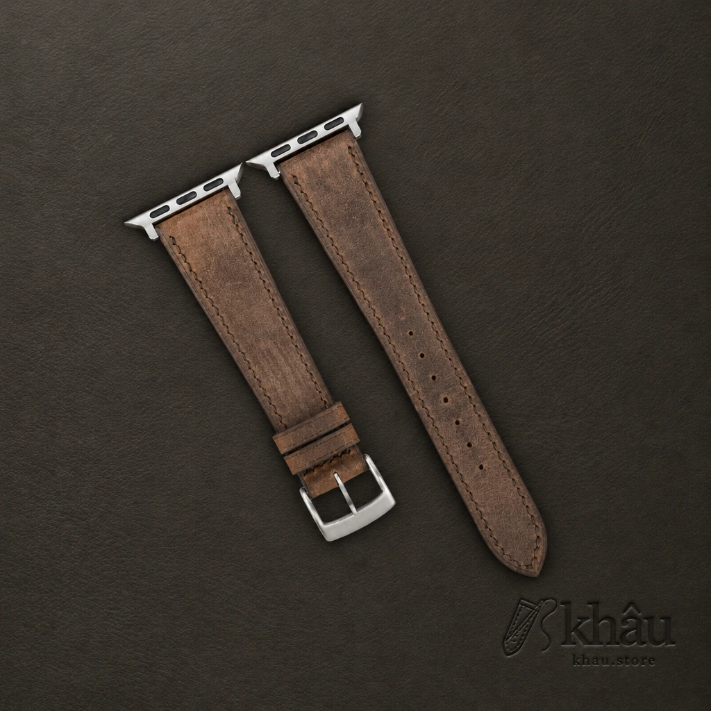 Rustic Crazy Horse Leather Apple Watch Band — front view