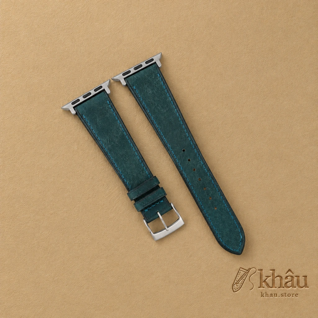 Navy Badalassi Carlo Pueblo Leather Apple Watch Band — front view