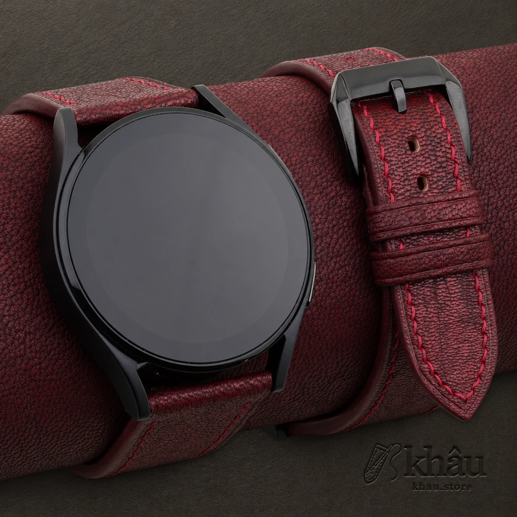 Alran Fat Nat Chevre Goat Red Leather Samsung Watch Band — front view