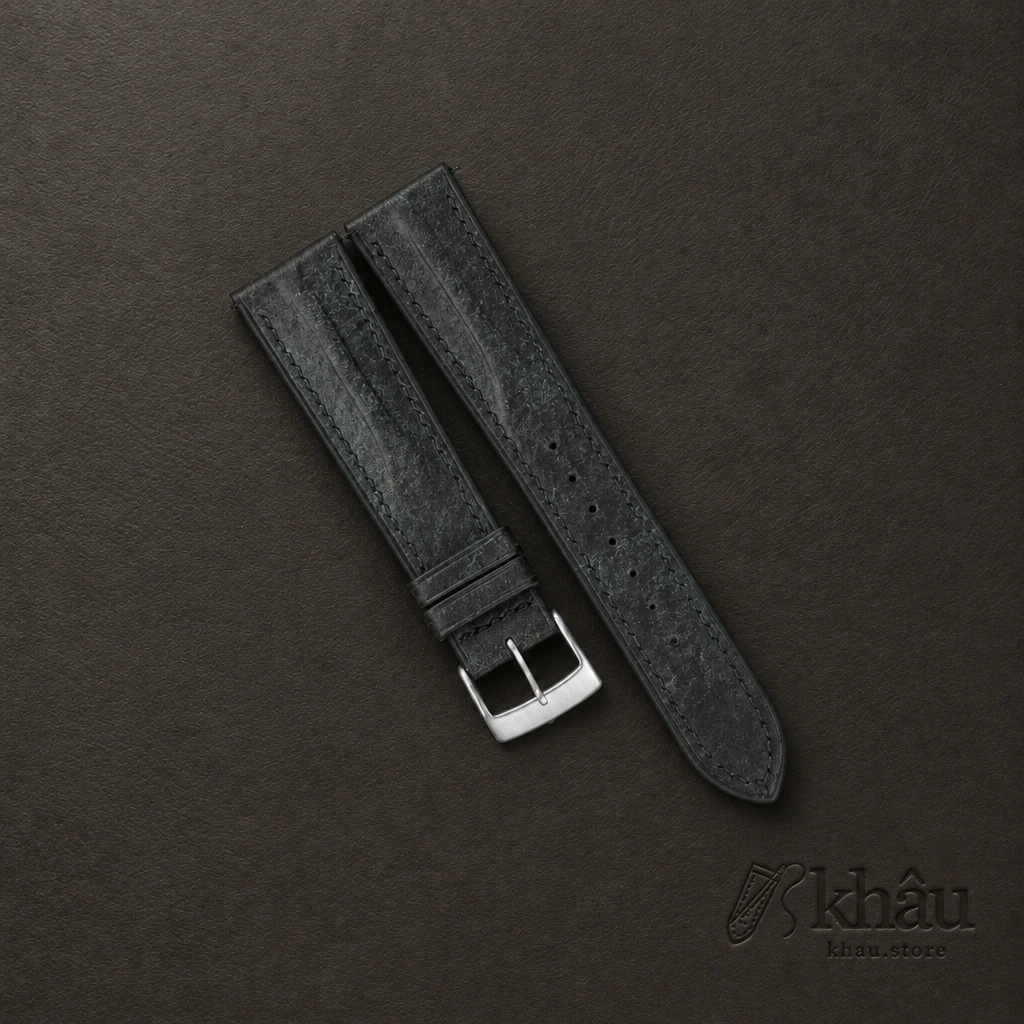 Single Padded Aquamarine Blue Habana Leather Watch Strap — front view