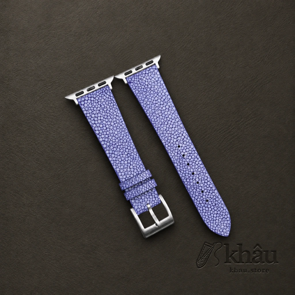 Blue Stingray Leather Apple Watch Band — front view