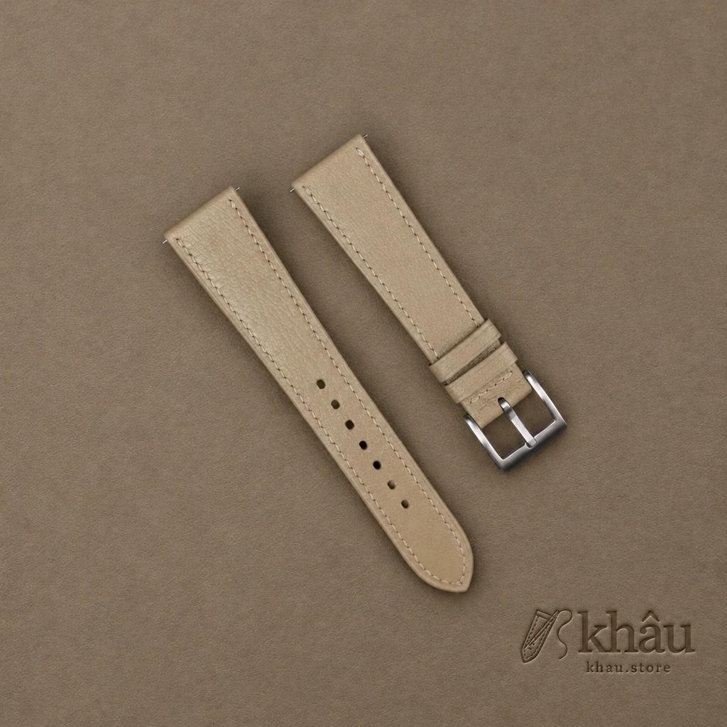 Sand Alran Chevre Leather Watch Strap — front view
