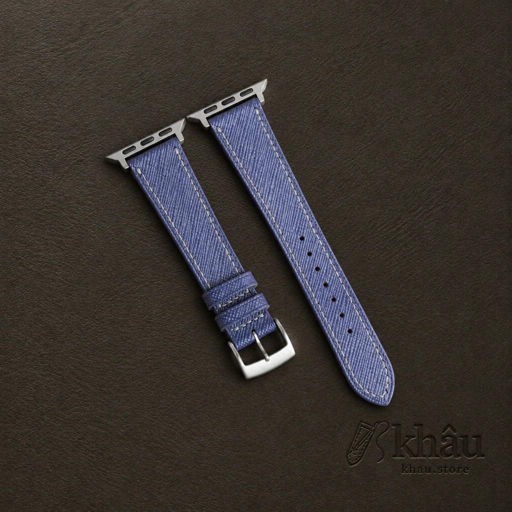 Blueberry Saffiano Leather Apple Watch Band — front view