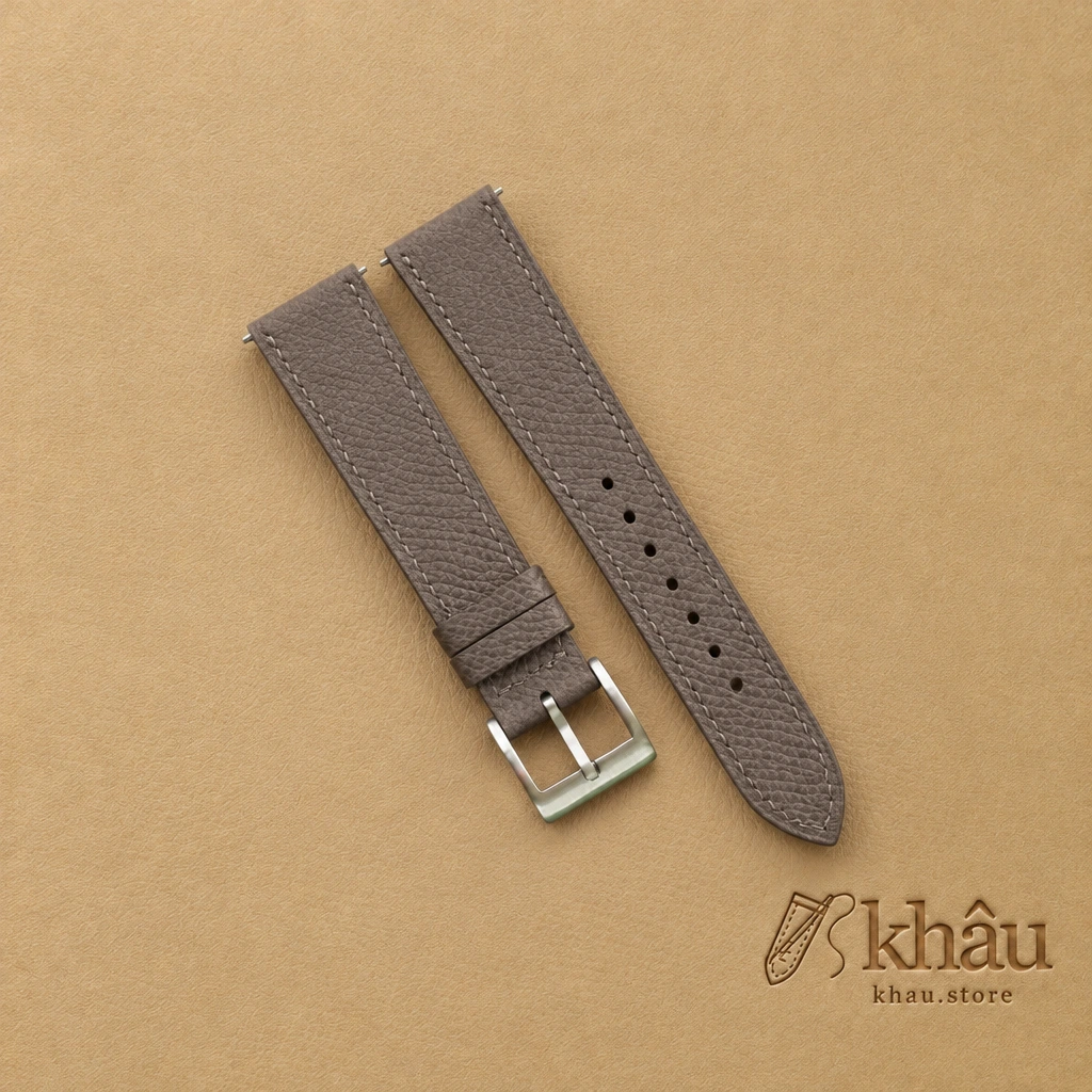 Graphite Grey Epsom Leather Watch Strap — front view