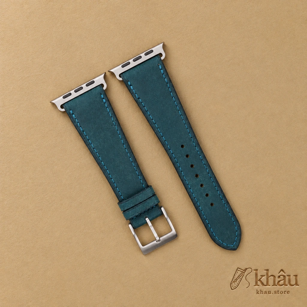 Navy Badalassi Carlo Pueblo Leather Apple Watch Ultra Band — front view