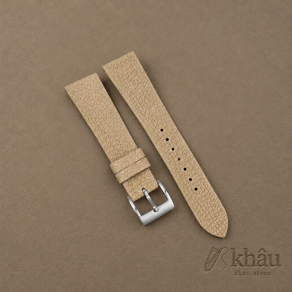 Vintage Sand Stingray Leather Watch Strap — front view