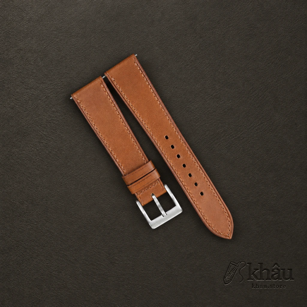 Golden Brown Smooth Calf Leather Watch Strap — front view