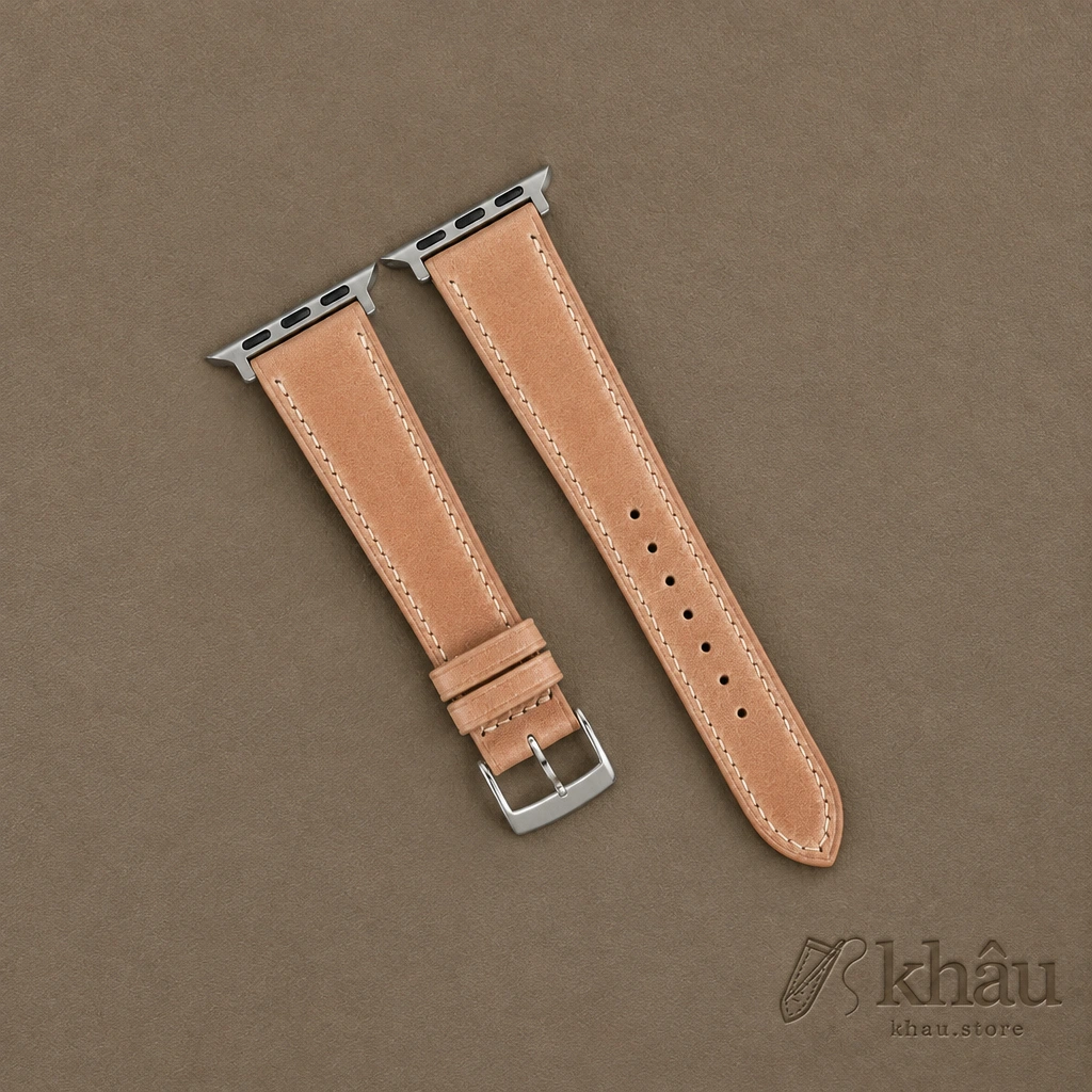Natural Shell Cordovan Leather Apple Watch Band — front view