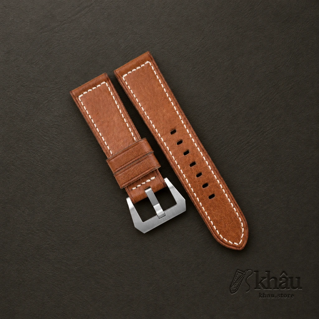 Golden Vachetta Veg Leather Strap for PAM Watch — front view