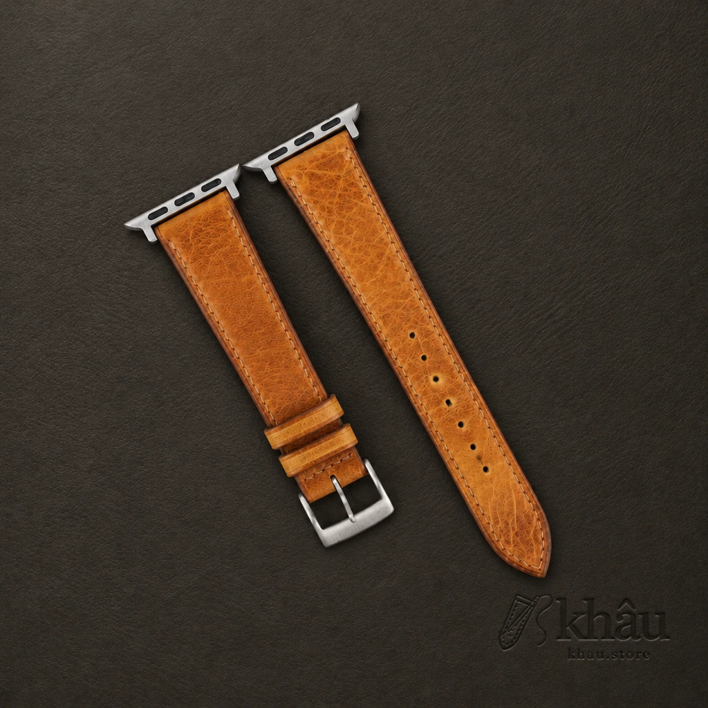 Whiskey Waxed Badalassi Carlo Leather Apple Watch Band — front view