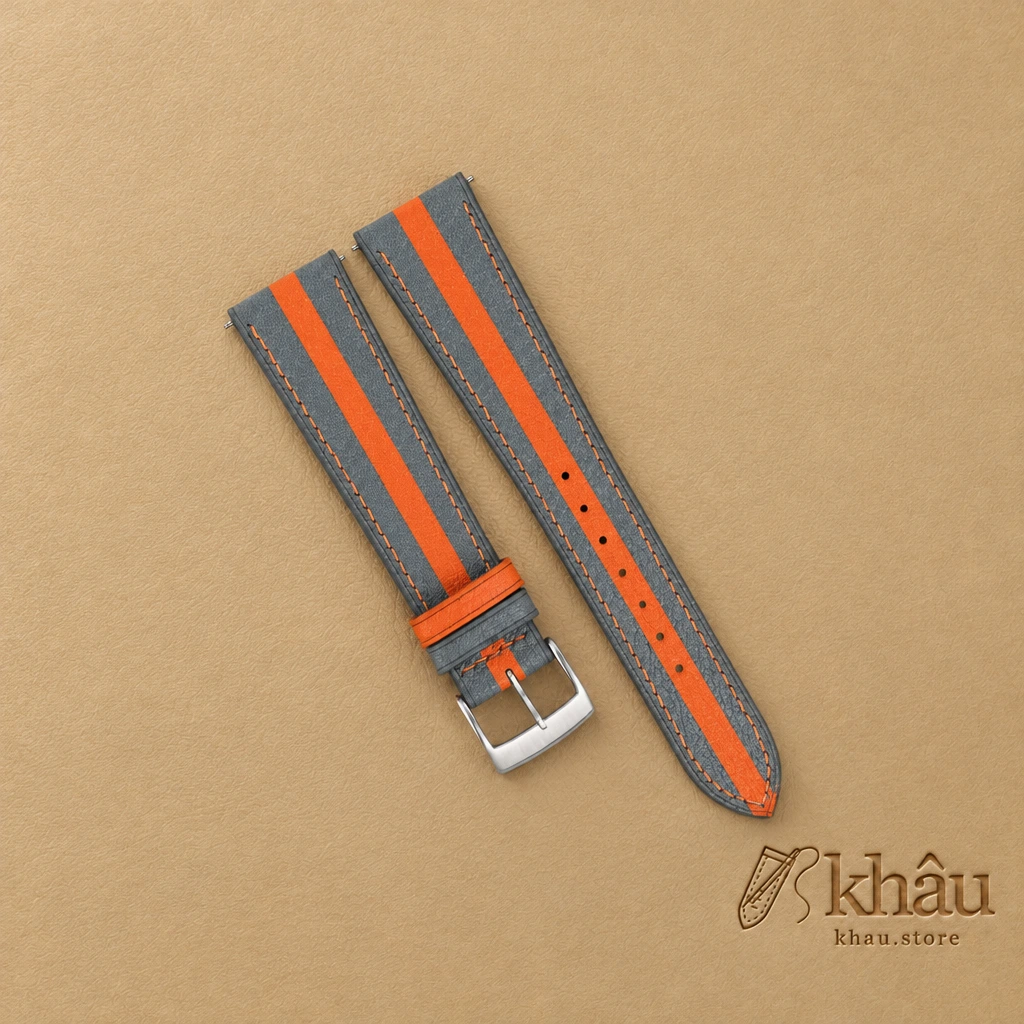 Duocolor Steel Grey Alran Sully Leather Watch Strap — front view