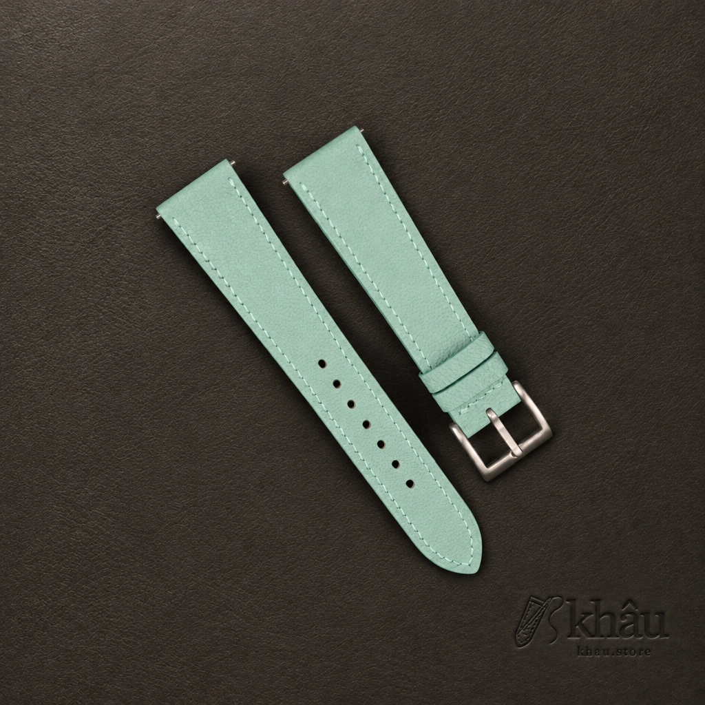 Turquoise Alran Chevre Leather Watch Strap — front view