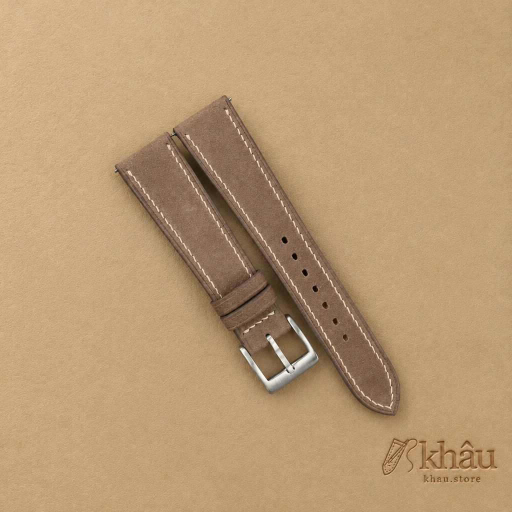 Beaver Nubuck Leather Watch Strap — front view